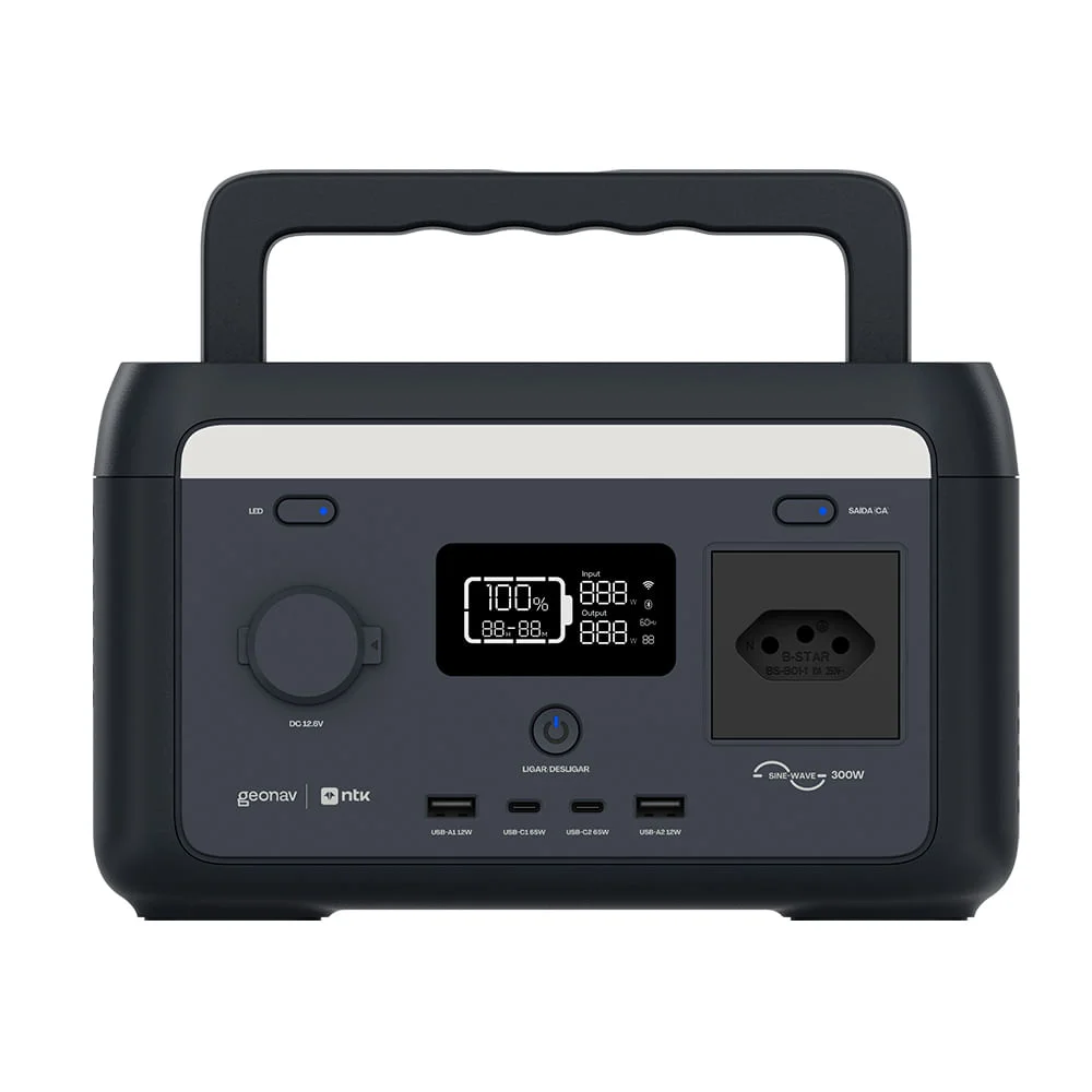 Estação De Energia Geonav 300w: Portátil, Lifepo4, Onda Senoidal Pura, Wi-fi E Bluetooth. Energia Em Qualquer Lugar 110 Estação De Energia Geonav 300w: Portátil, Lifepo4, Onda Senoidal Pura, Wi-fi E Bluetooth. Energia Em Qualquer Lugar 110