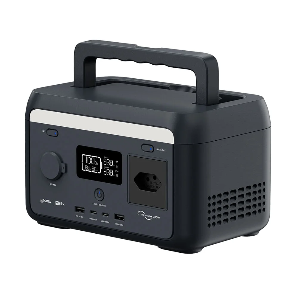 Estação De Energia Geonav 300w: Portátil, Lifepo4, Onda Senoidal Pura, Wi-fi E Bluetooth. Energia Em Qualquer Lugar 110 Estação De Energia Geonav 300w: Portátil, Lifepo4, Onda Senoidal Pura, Wi-fi E Bluetooth. Energia Em Qualquer Lugar 110