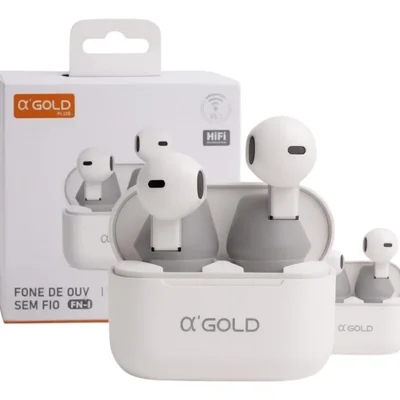 Fone Bluetooth Fn-b09 Gold Pro Fone De Ouvido Sem Fio Cor Branco Luz Branco