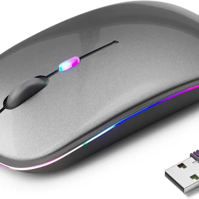 Mouse Sem Fio Recarregável, Ergonômico, Com LED RGB, Conexão Dual Bluetooth 5.0/usb 2.4ghz, Dpi Ajustável, Perfeito Para Notebook, Laptop,pc, Desktop,