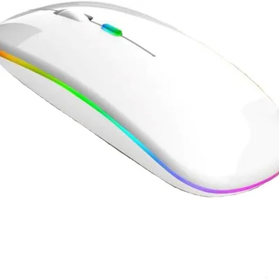 Mouse Sem Fio Recarregável Com LED RGB Design Ergonômico E Conexão Bluetooth Para Notebook PC E Home Office (branco)