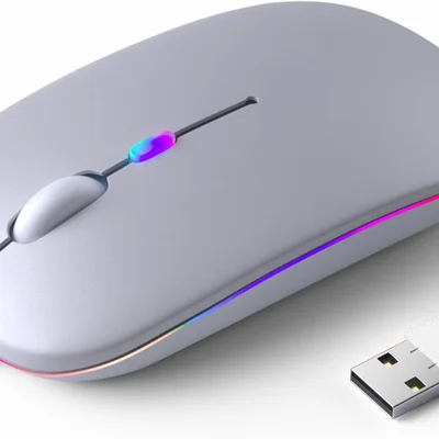 Mouse Sem Fio Recarregável, Ergonômico, Com LED RGB, Conexão Dual Bluetooth 5.0/usb 2.4ghz, Dpi Ajustável, Perfeito Para Notebook, Laptop,pc, Desktop,
