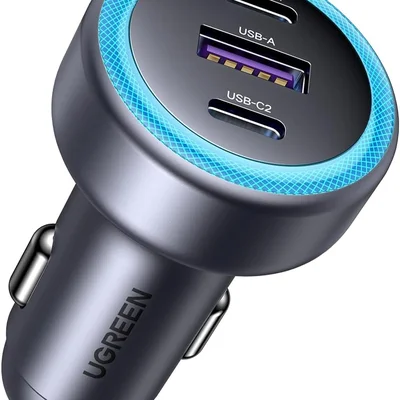 Carregador Veicular Rápido Ugreen 30w (3 Portas) Para Carro Compatível Iphone 17 Pro Max Air 16 15 14 13 12 Galaxy S25 Ultra Plus S24 Pixel Etc.