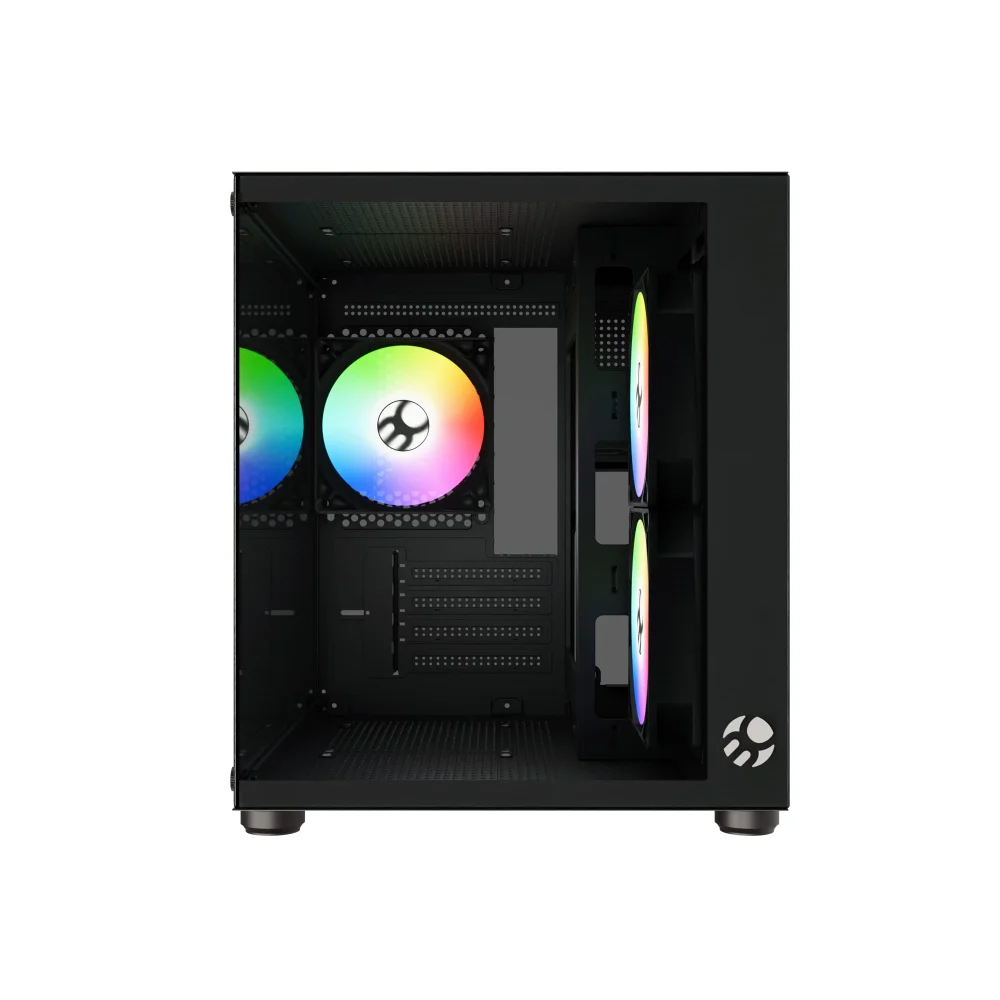 Gabinete Gamer Bg-064 Pure Pro Preto Bluecase - 3x Fan Rainbow / S/ Fonte / Vidro