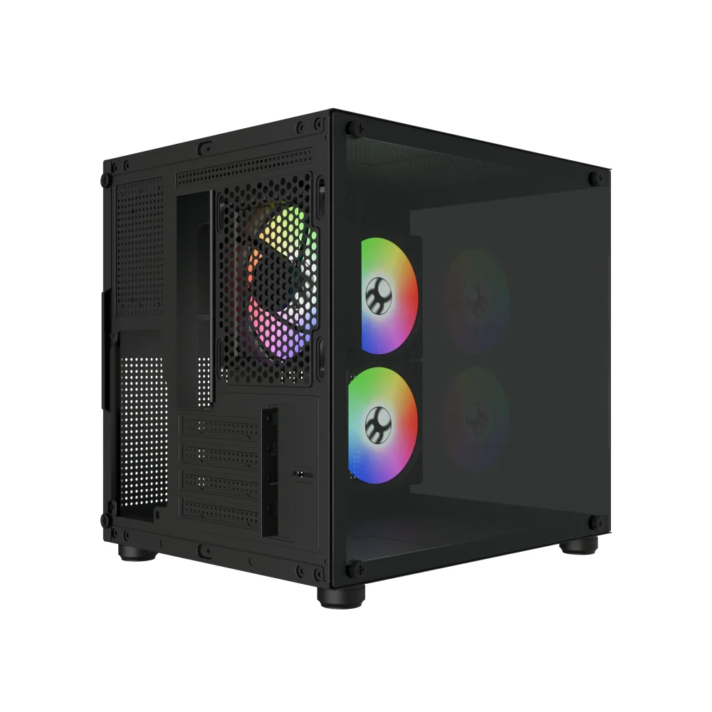 Imagem 2 de 5 do produto Gabinete Gamer Bg-064 Pure Pro Preto Bluecase - 3x Fan Rainbow / S/ Fonte / Vidro