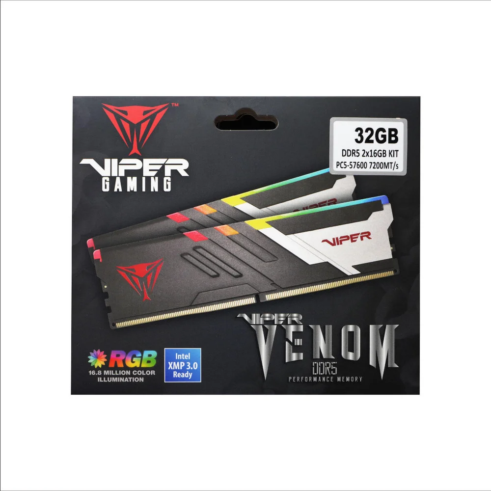 メモリー Patriot Viper Venom RGB DDR5 (2 x 32GB) Patriot Viper Venom RGB DDR5 32GB (2 x 16GB) 5600MHz UDIMM Kit de