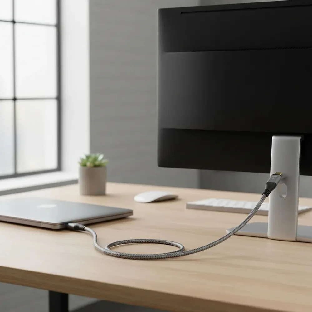 Imagem 4 de 5 do produto Cabo Displayport 1.4 X HDMI 4k 60hz Wincabos Ouro 3 Metros