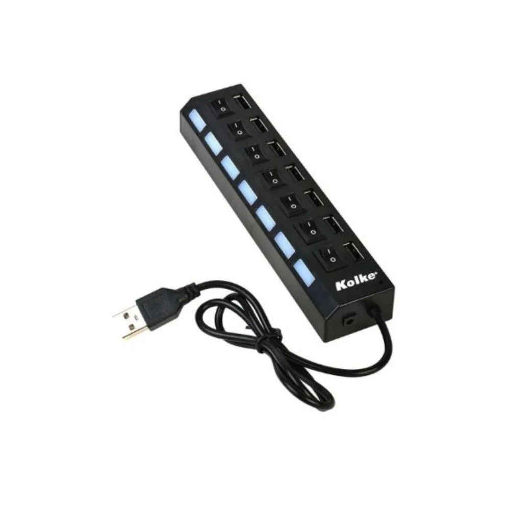 Imagem 2 de 4 do produto Hub Usb 7 Portos Kolke Kav-105 Switch Individual 2.0