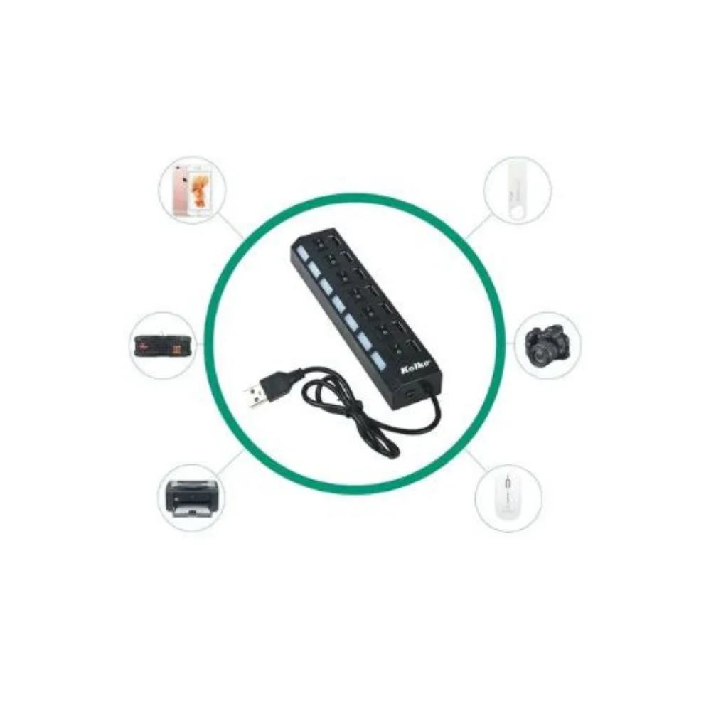 Imagem 3 de 4 do produto Hub Usb 7 Portos Kolke Kav-105 Switch Individual 2.0