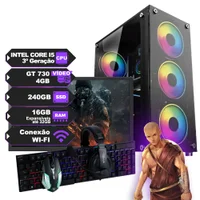 "PC Gamer Completo Intel i5 de 3º c/ Placa de Vídeo GT 730 de 4gb, SSD 240GB, Ram 16gb, Wi-Fi e Monitor de 20"""