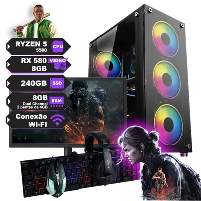極美品 爆速ゲーミング Ryzen RX580 メモリ16G SSD480G HDD500GB Windows10 Pc-Gamer-Completo-Ryzen-Ryzen-