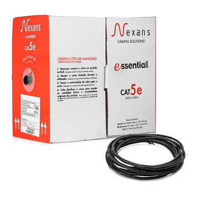 Cabo De Rede Nexans Cat5e Preto 1 Metro Preto 1 Mt