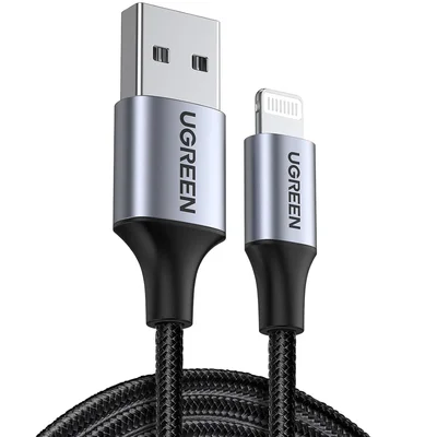 Ugreen Cabo Usb Para Lightning ( 1,5 Nylon Trançado ) Certificação Mfi, Compatível Iphone 14 13 12 11 Pro Max Xr Xs X 8 7 Plus,