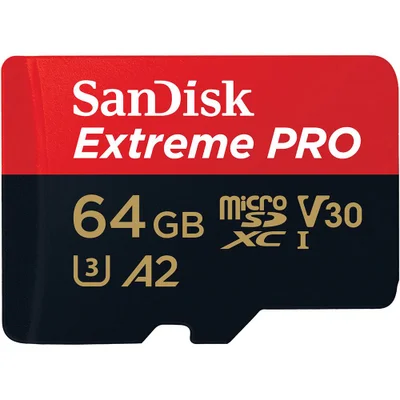 Sandisk Extreme Pro 64 Gb Cartão De Memória Microsdxc + Adaptador Sd Leitura 200 Mb/s Gravação 90 Mb/s, Class 10, Uhs-i, U3, V30 A2,