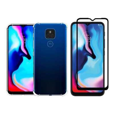 Película 3d Vidro +  Capa Case Anti Impacto Para Motorola Moto E7 Plus