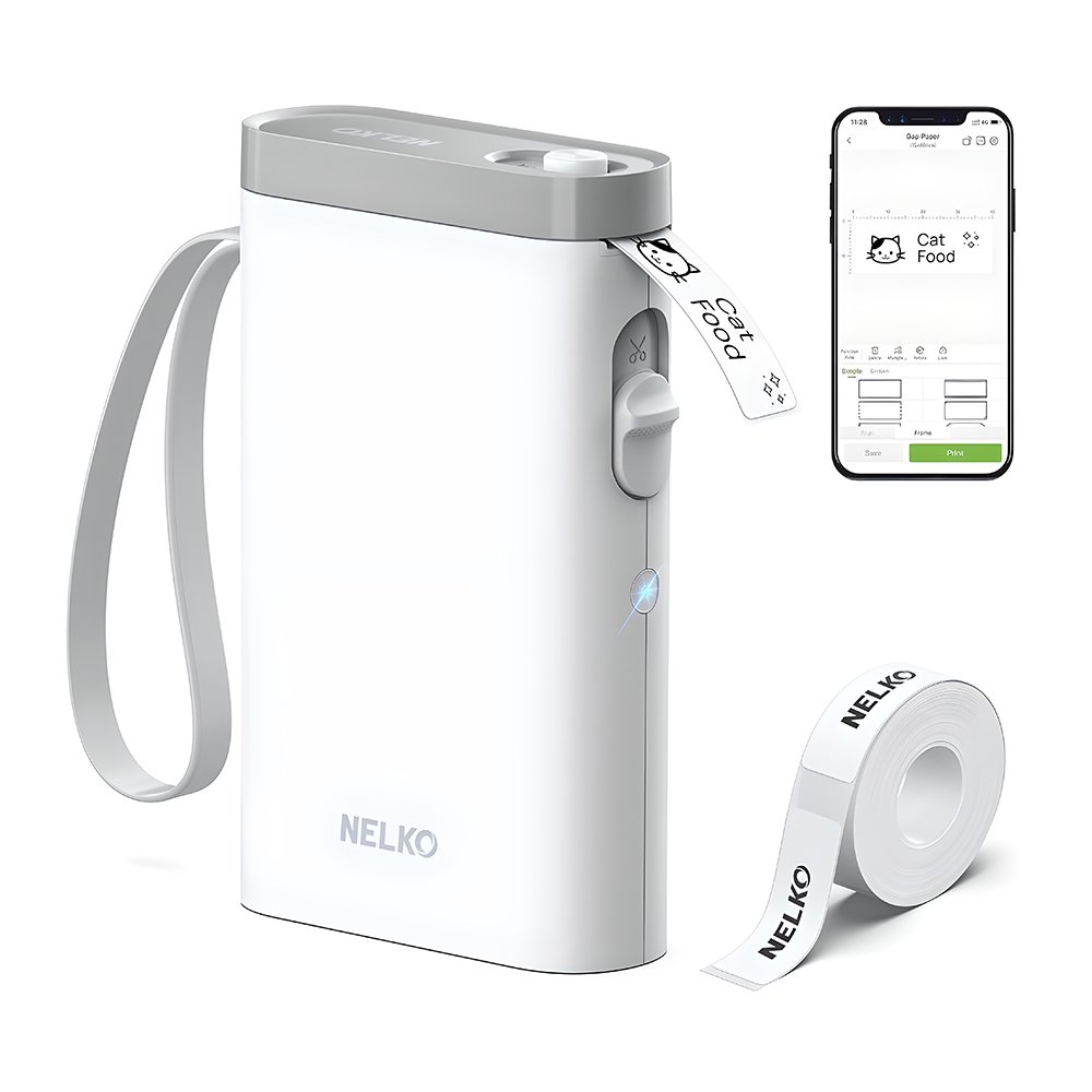 Nelko P21 Máquina De Etiquetas Bluetooth Com Fita Branca