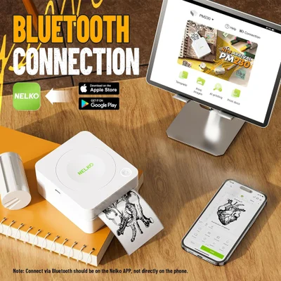 Impressora Etiquetas Nelko Pm230 Bluet Portátil Kit 3 Rolos — foto 2