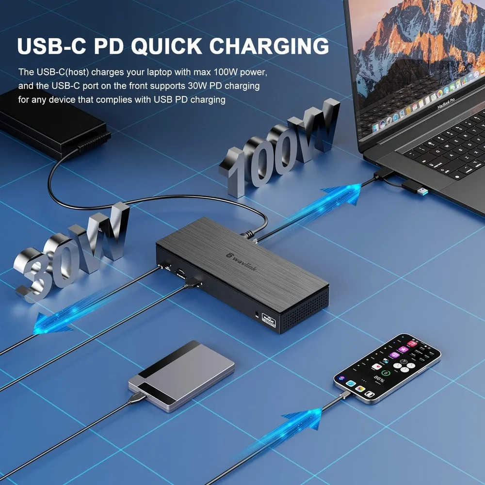 分配器・切替器 WAVLINK USB-C 4K Display Docking Station Amazon | WAVLINK USB Cドッククアッドモニター、7-In-1ラップトップ