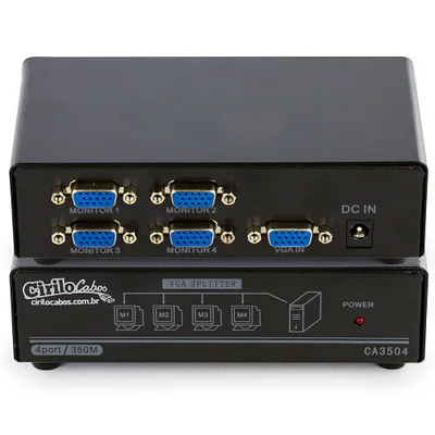 Vídeo Splitter 1x4 - Distribuidor De Sinal Vga - Cirilo Cabos