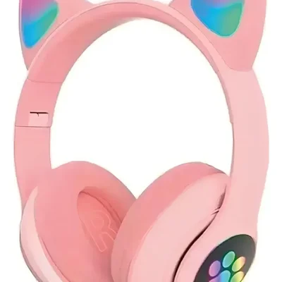 Fone Gatinho Sem Fio LED Bluetooth Infantil Orelha Gato Cat