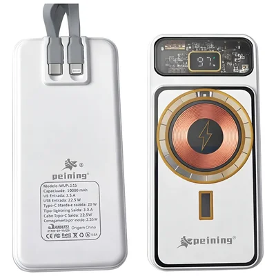 Carregador Power Bank Magsafe 10000mah Indução Visordigital Branco