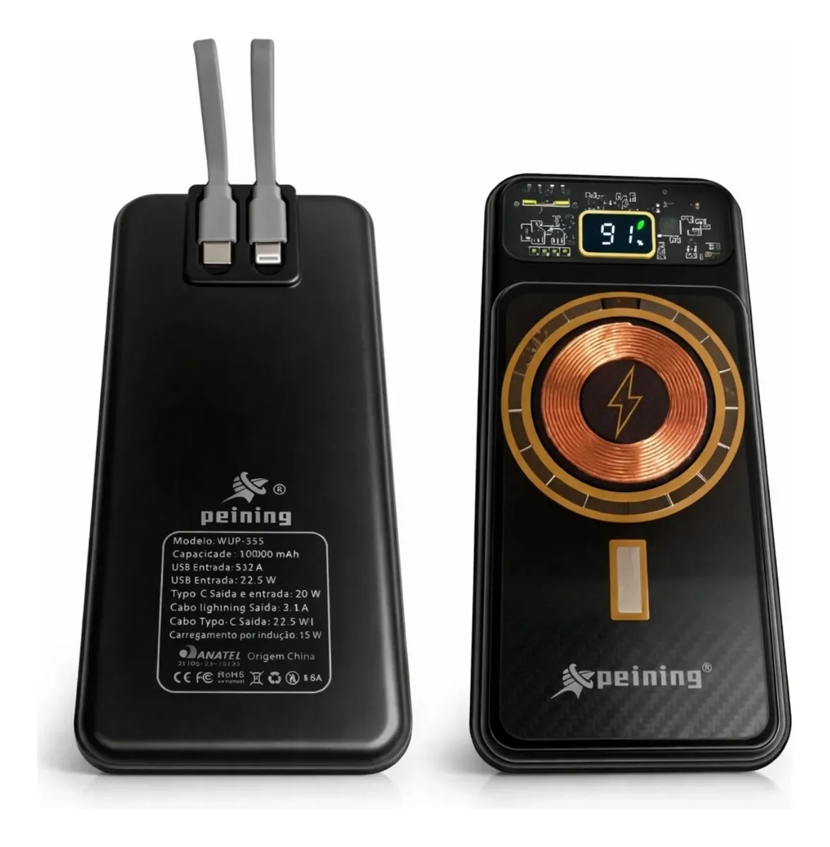 Carregador Power Bank Magsafe 10000mah Indução Visordigital Preto