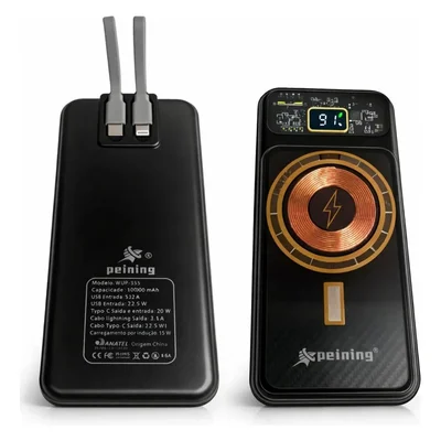 Carregador Power Bank Magsafe 10000mah Indução Visordigital Preto