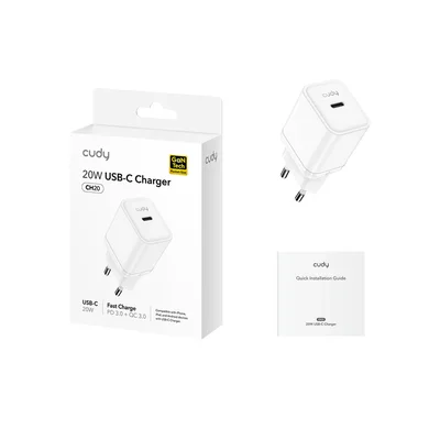 Carregador Cudy 20w Ch20 Usb-c Branco Ch20