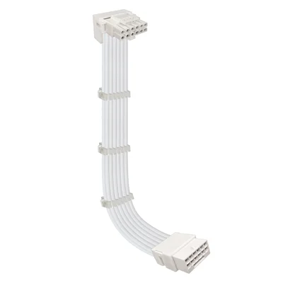 Cabo de Extensão Pci-e 5.0 para Placa De Vídeo (GPU), Conector 16 Pinos (12+4 superior), Curvo 90 Graus, Tipo 12VHPWR, Full White