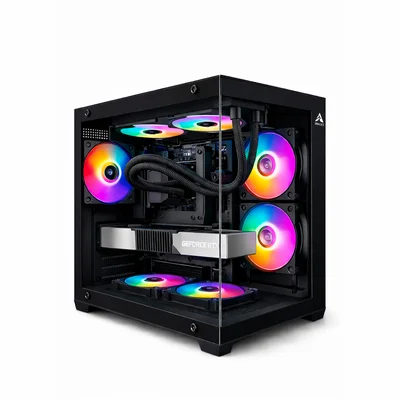 Gabinete Gamer Arvex Lunaria Aquario Mid Tower Lateral E Frontal Em Vidro Temperado Black Arx-lun-bk