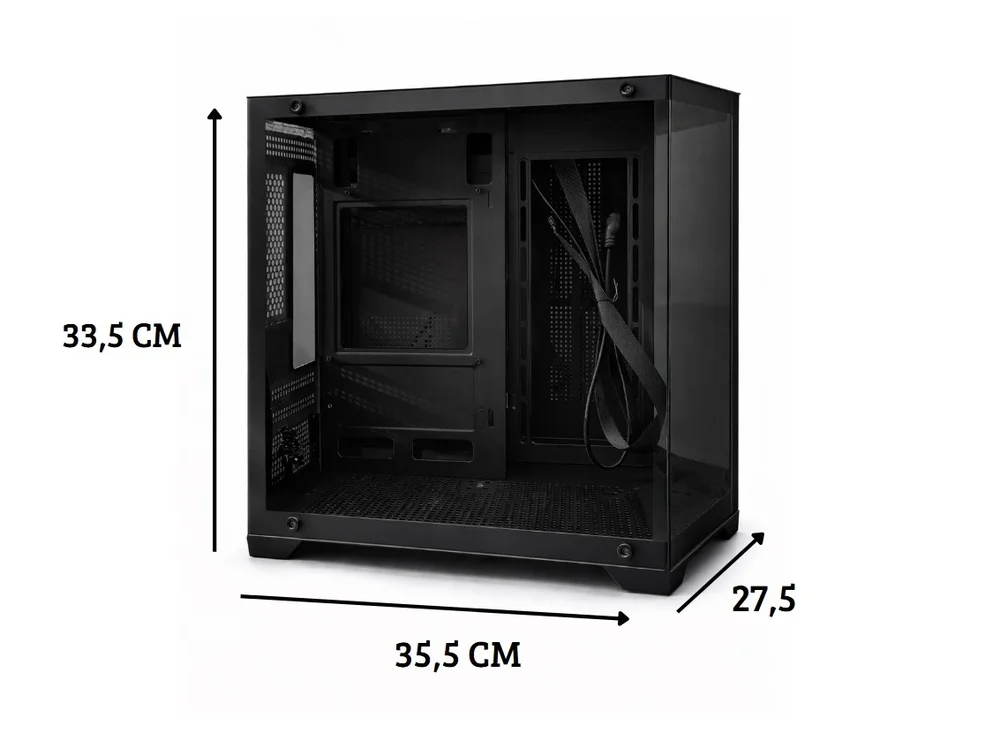 Imagem 3 de 4 do produto Gabinete Gamer Arvex Lunaria Aquario Mid Tower Lateral E Frontal Em Vidro Temperado Black Arx-lun-bk