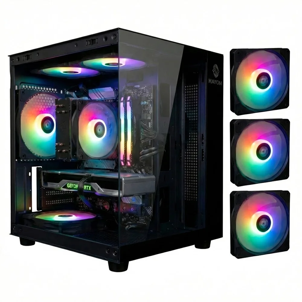 Gabinete Gamer Mini Cubo Preto GB1787 Micro-ATX ITX 3 Fans Inclusas USB 3.0 Lateral e Frontal Vidro Temperado