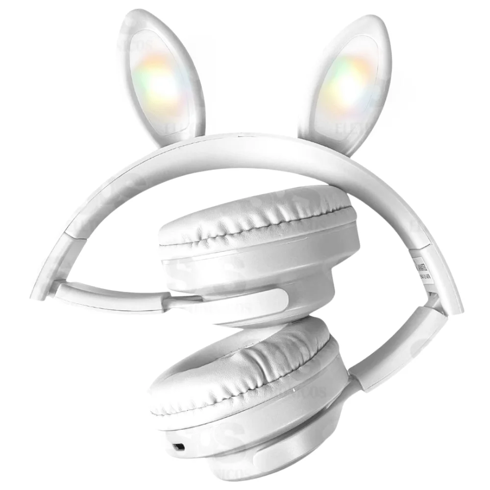 Imagem 2 de 4 do produto Headphone Sem Fio Bluetooth Coelinho LED El-1505 Cor Branco